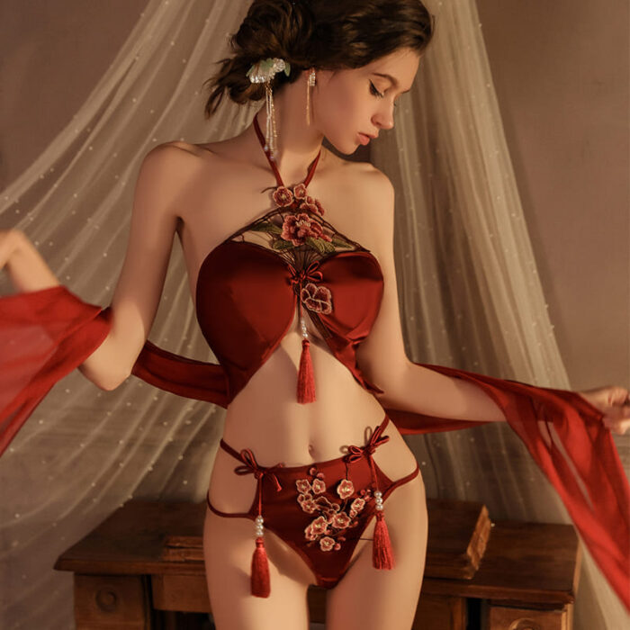 Set de Lencería Sexy Oriental con Bordado Mei 4292 - Image 9