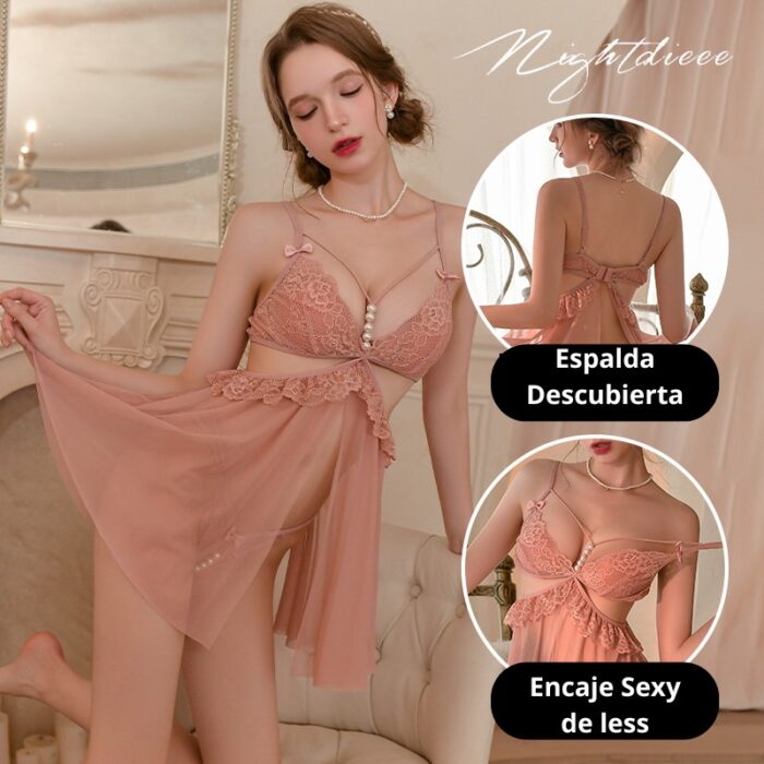 Camisolín Sexy con Perlas y Encaje Floral Elena 2152 - Image 11