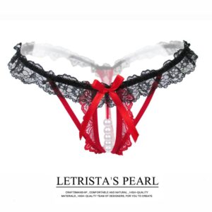 Tanga con perlas de placer y encaje sensual TA15