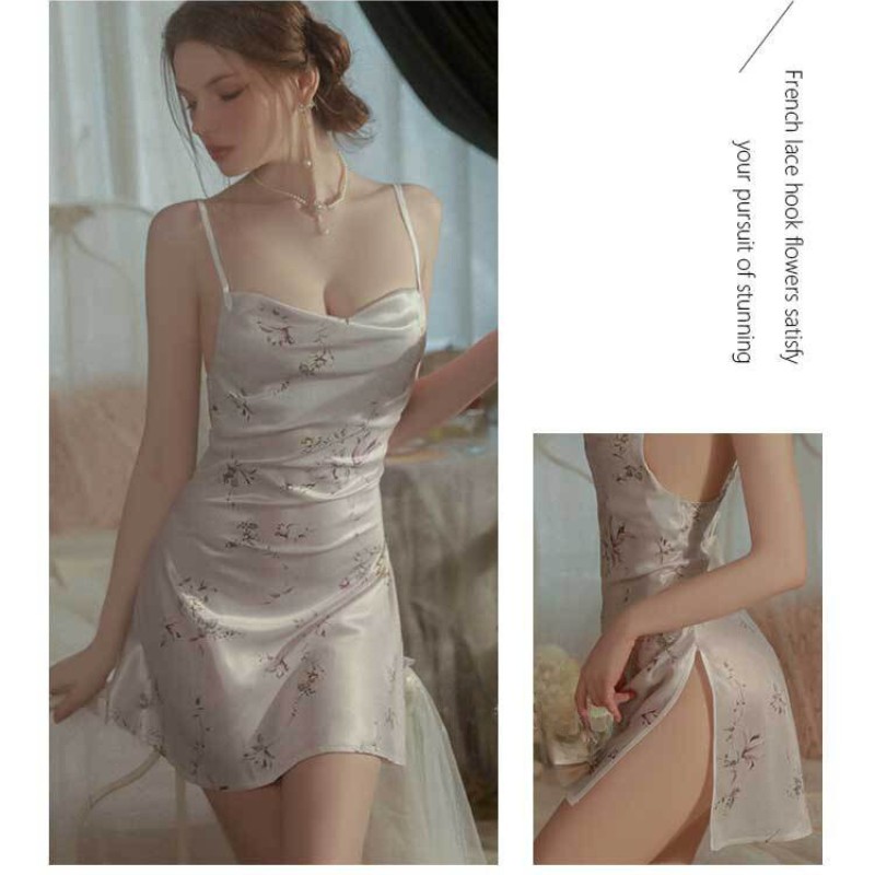 Camisón Satinado con Estampado Floral y Escote Caído Julieta 3237 - Image 3