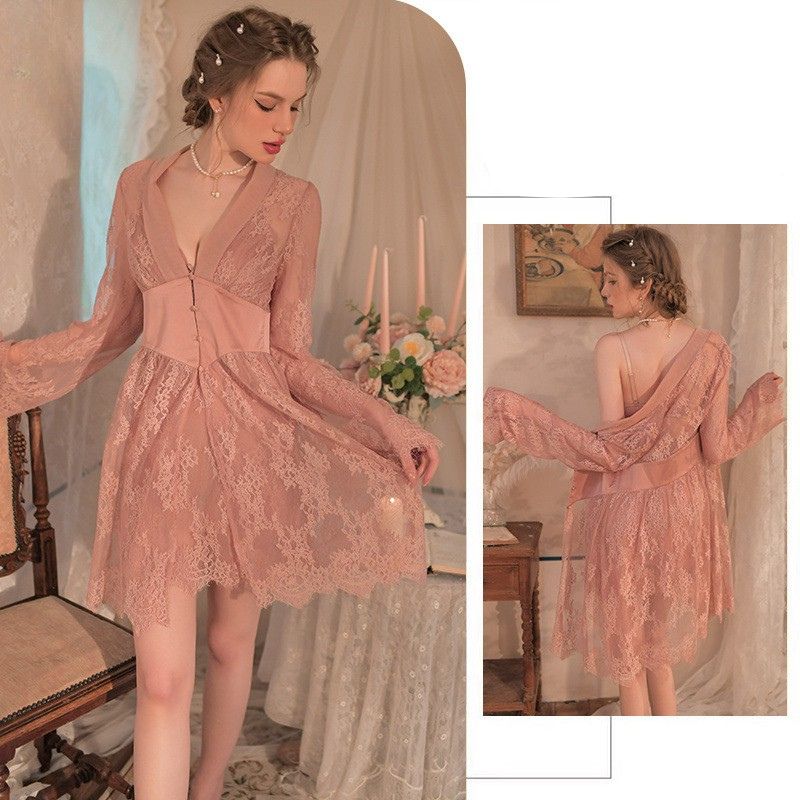 Camisón y Bata de Encaje Sueño Apasionado 1973 - Image 2