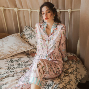 Pijama de Satén Estampado con Camisa Amanecer 4806