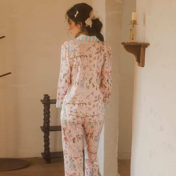 Pijama de Satén Estampado con Camisa Amanecer 4806 - Image 2