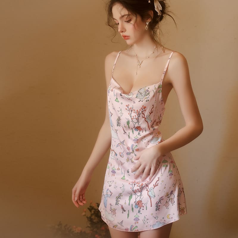 Set de Camisón y Bata de Satén Estampado Amelia 4947 - Image 14