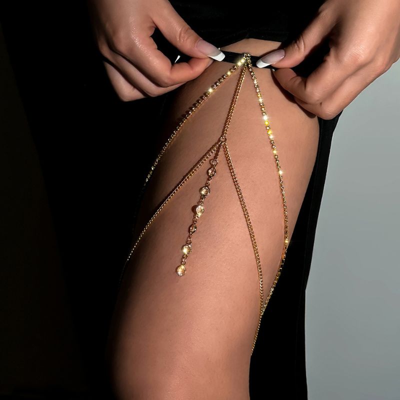 Cadena de Pierna Seducción Auténtica Dorada Glam Shine 193
